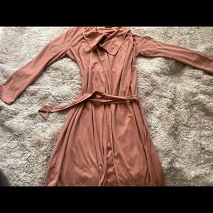 Suede long think coat. Peachy pink. Suede. Good condition. Essue brand.